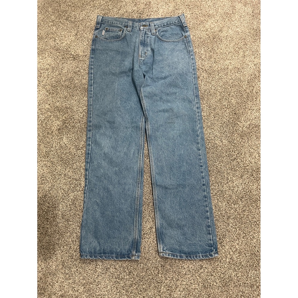 Carhartt B460 LVB Relaxed Fit Straight Leg Jeans Light Wash Blue 33x32 Mens